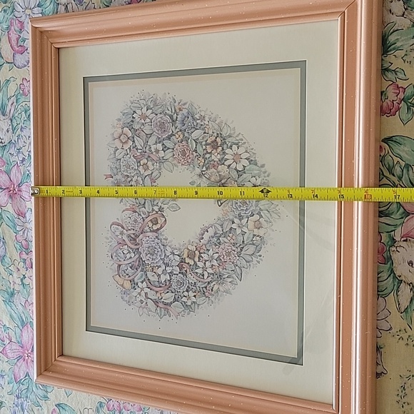 Picture 17 X 16 Peach Pastel Flower Printed Heart - Picture 7 of 9